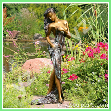 Украшение сада жизнь размер бронзовая женщина статуя